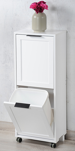 Cărucior de bucătărie cu 2 coșuri de gunoi, alb, KESPER