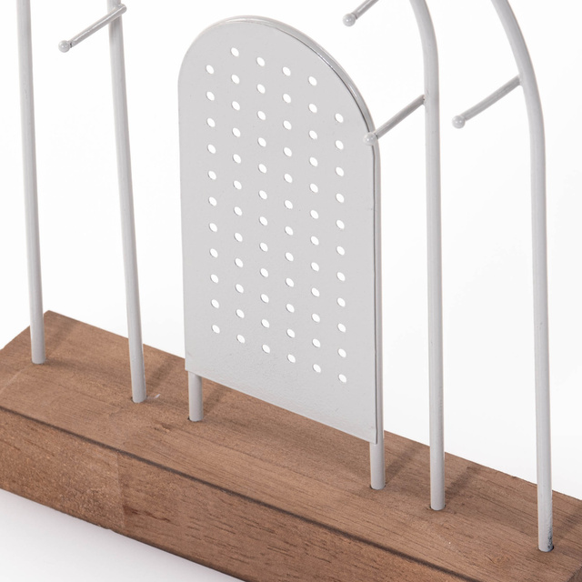 Suport de bijuterii metalic, baza din lemn, 18 x 4,5 cm