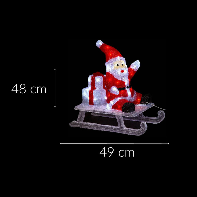 Decor luminos exterior, Mos Craciun pe sanie, 60 LED-uri