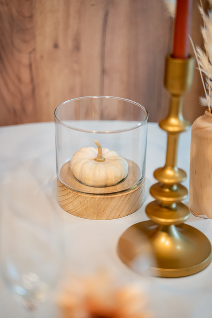 Set 3 suporturi lumanare, din sticlă Ete cu baza din lemn