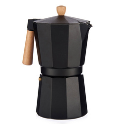 Cafetiera din aluminiu cu maner din lemn, 12 cesti