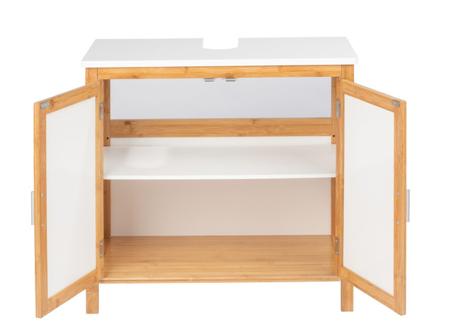 Suport de spălat FINJA, bambus și MDF, alb, 65 x 60 x 33 cm, Wenko