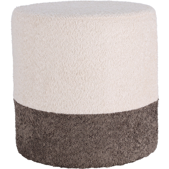 Puf rotund tapițat în două culori boucle, Ø 35 x 34 cm
