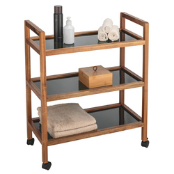 Etajeră mobilă lată din lemn de salcâm FONDI, înălțime 76,5 cm