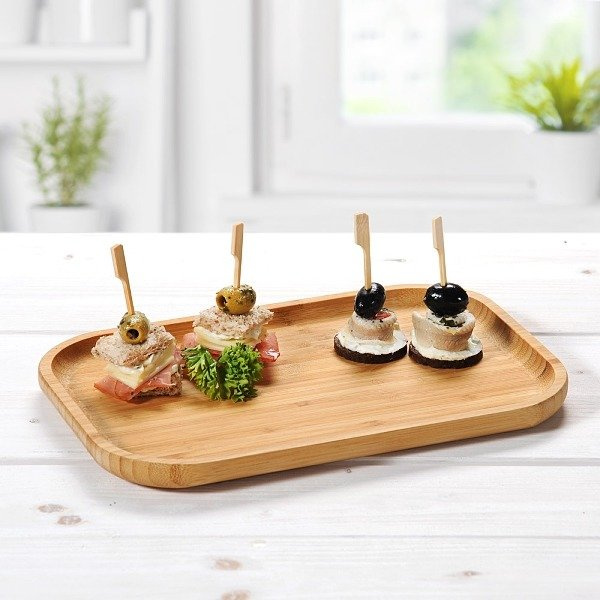 Platou servire Kesper, lemn de bambus, 30.5 x 20 x 2 cm
