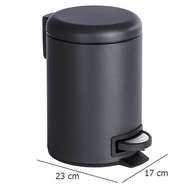 Coș de baie LEMAN MATT, recipient pentru gunoi, 3 l, WENKO, negru