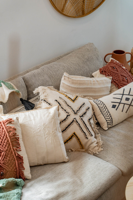 Perna boho cu ciucuri, 45 x 45 cm