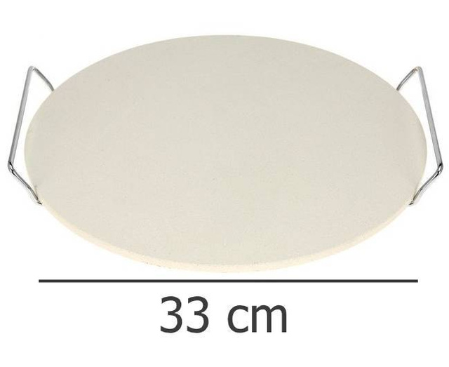 Piatră pentru coacerea pizzei, pâinii + suport metalic pentru servire