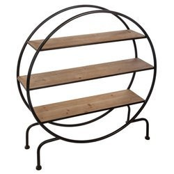 Bibliotecă Yara, rotundă, pe trei niveluri, o piesă de mobilier practică cu rafturi din MDF