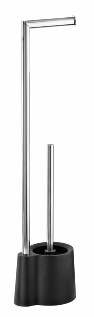 Set  suport pentru role de toaletă cu suport si perie de toaletă, negru, AVOLA WENKO