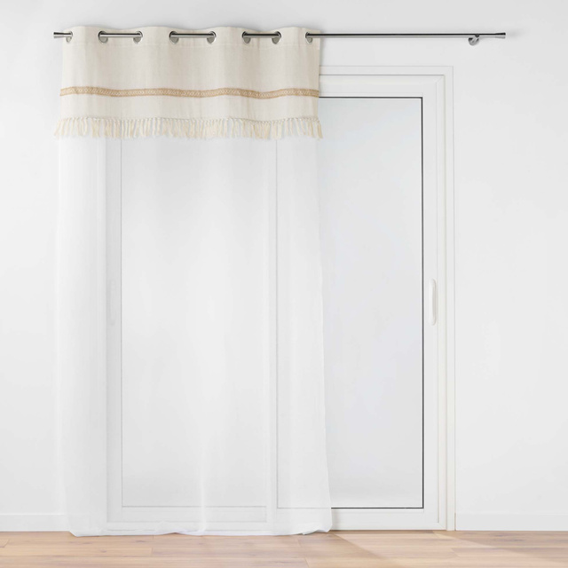 Perdea cu inele cu insertie de iuta si franjuri JANARA, 140 x 240 cm