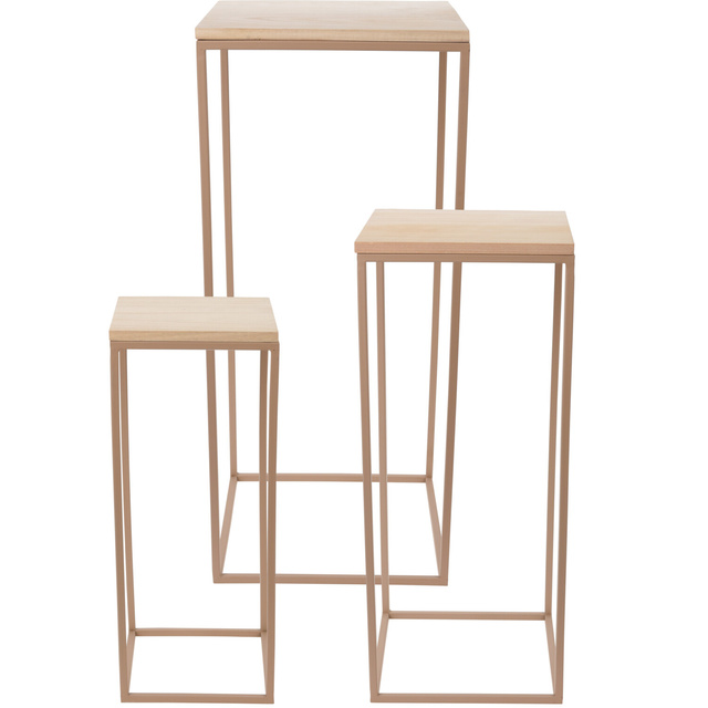 Set masute cafea cu blat din lemn, 3 bucati