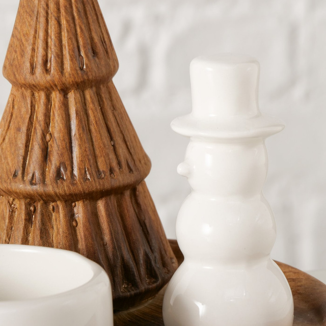 Candelabru OVE cu om de zăpadă și brad, Ø 13 cm