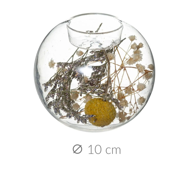 Suport lumanare din sticla cu flori uscate, 2in1