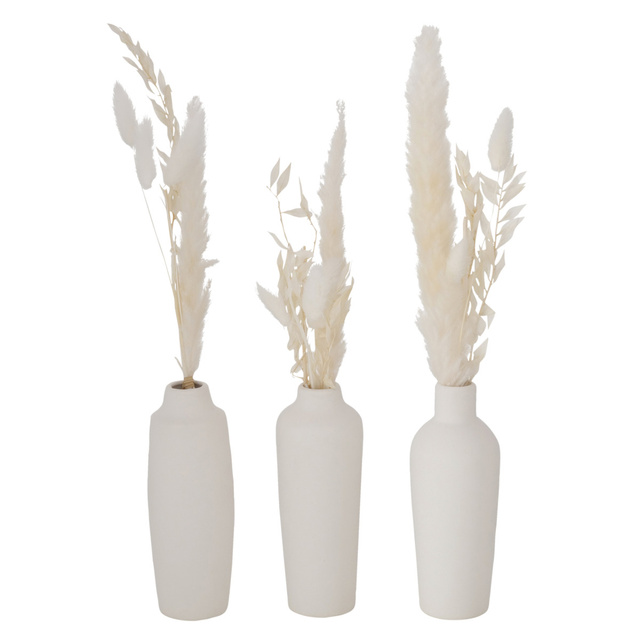 Vaza decorativa din portelan Bianca, flori uscate, inaltime 16 cm