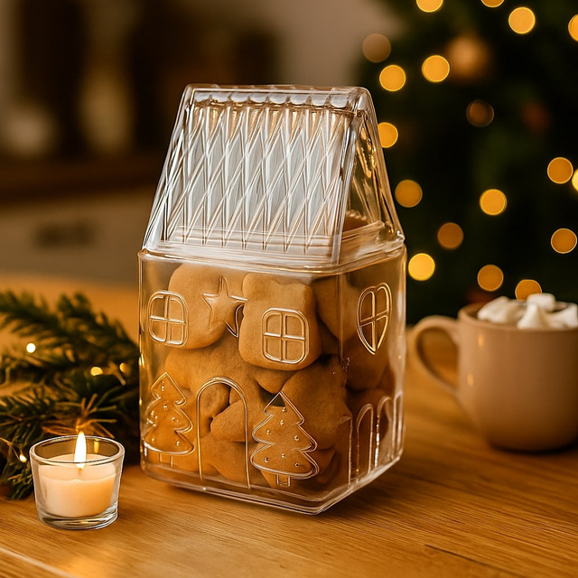 Recipient din sticlă cu model sărbătoresc 1,5 L