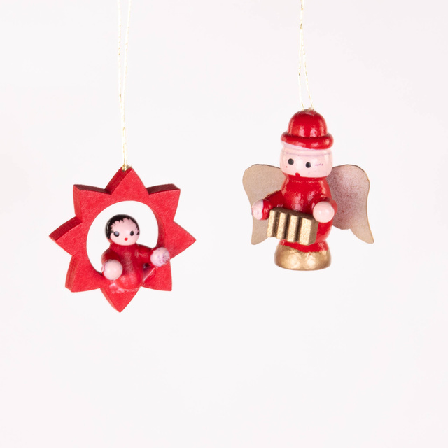 Set de jucării din lemn pentru brad, 12 buc.