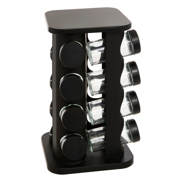 Organizer metalic pentru condimente ROTA, 16 borcane din sticlă