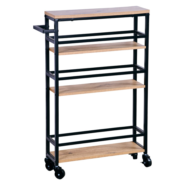 Dulap de bucatarie ingust cu maner si rafturi din lemn, 81 x 50 x 15 cm