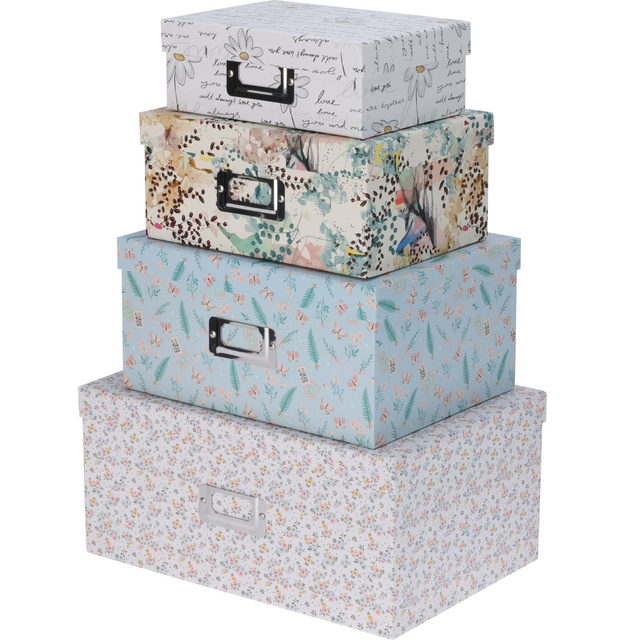 Set cutii de depozitare din carton, 4 buc.