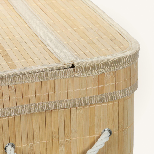 Coș de rufe din bambus cu capac, 80 l