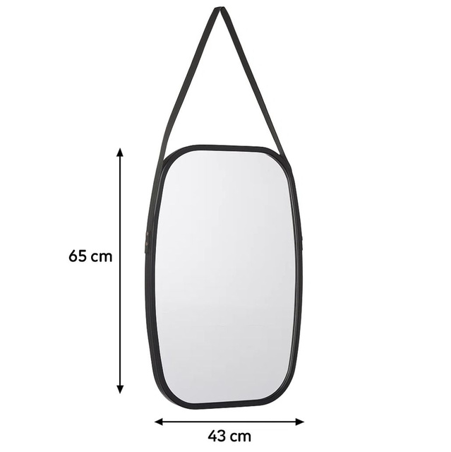 Oglindă rectangulară cu mânere din piele, 43 x 65 x 3 cm