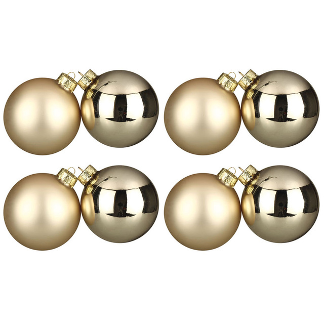 Set 8 globuri de culoare șampanie, 8 cm