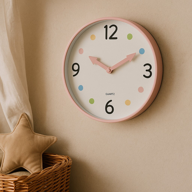 Ceas pentru camera copilului SAFI, Ø 25 cm, roz