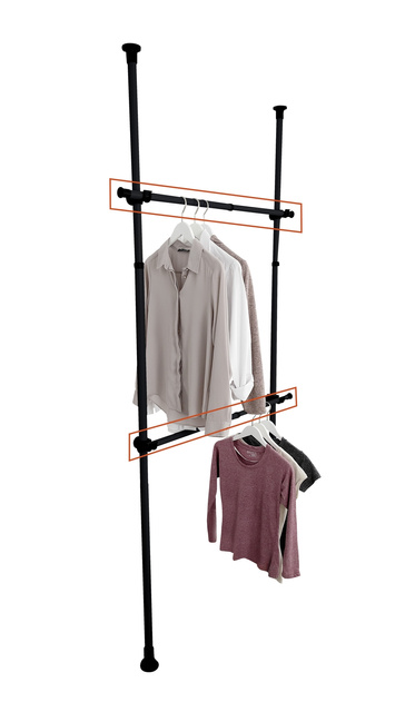 Șină de garderobă, șină de îmbrăcăminte HERKULES 2 bucăți, 75-120 cm, WENKO