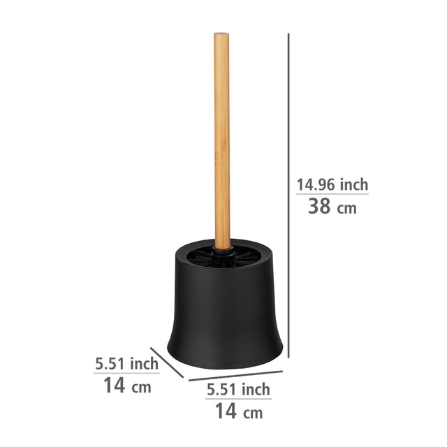 Perie de toaleta BAMBOO, cu maner de bambus, negru, Wenko