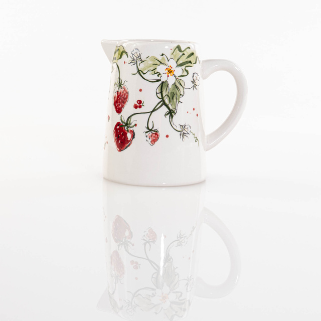 Carafa ceramica Strawberry, cu model capsuni, 500 ml