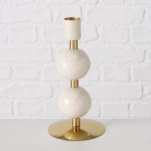 Suport de lumânare din metal cu detaliu auriu, set 3 bucati