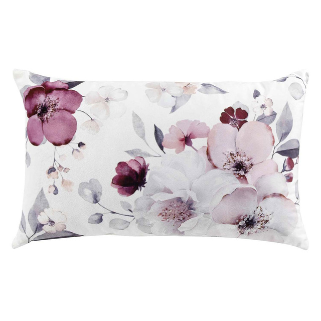 Pernă decorativă din catifea, flori mari, 30 x 50 cm