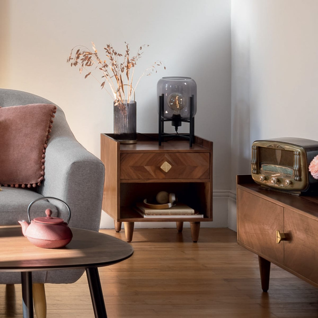 Lampa de masa ROB din sticla fumurie, 34 cm