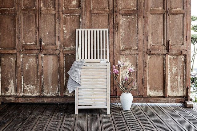 Cos de rufe, Wenko Norway, Lemn, 65 L, Alb