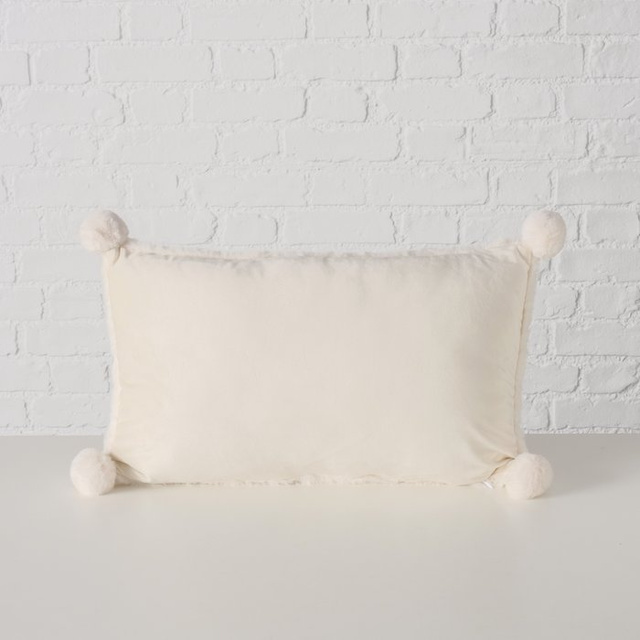 Perna pufoasă cu inscripție brodată și pompoane NAVID, 35 x 55 cm