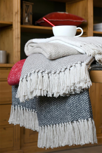 Pătură din bumbac GENEVE cu franjuri, 125 x 150 cm