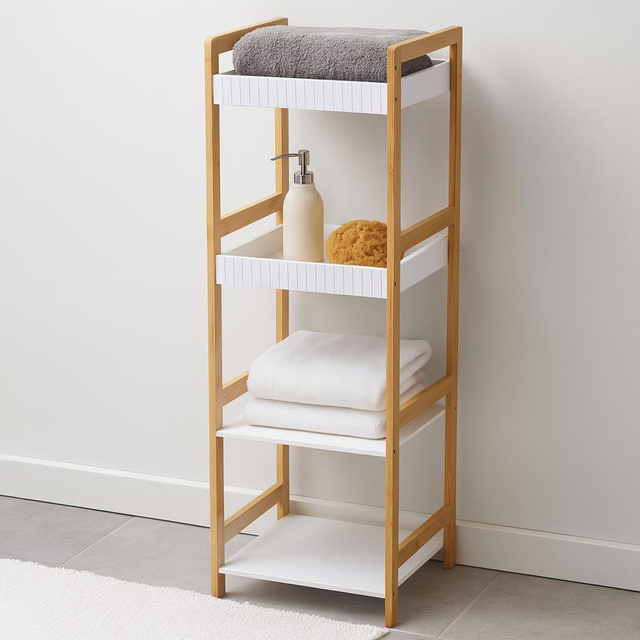 Stâlp de baie FORMA, cadru din bambus, 36 x 33 x 110 cm