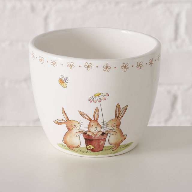 Husa pentru ghiveci cu iepurasi de Paste Charmy