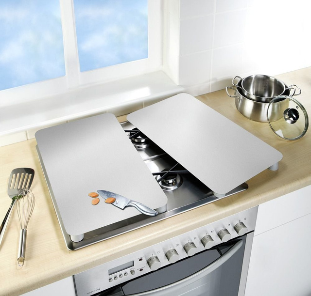 Plăci de sticlă pentru aragaz SILVER, 2 bucăți, WENKO, argintiu