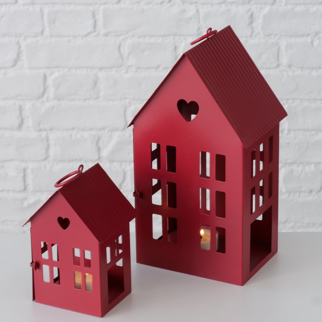 Lanterna metalica in forma de casa, ALAMO, 14 si 25 cm