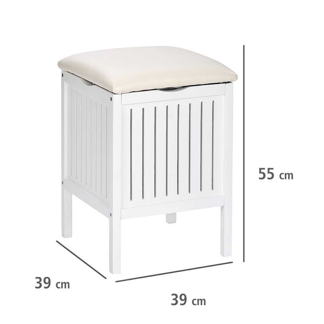 Puf de baie alb, coș de rufe OSLO, Wenko