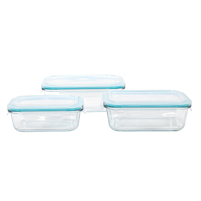 Organizatoare de sticlă pentru alimente cu capace, 3 bucăți