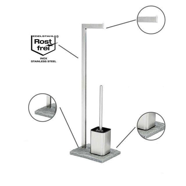 Suport pentru hârtie igienică și perie de toaletă, GRANITE - 2 în 1, WENKO