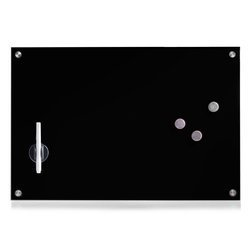 Tablă magnetică din sticlă MEMO + 3 magneți, 60x40 cm, ZELLER, negru