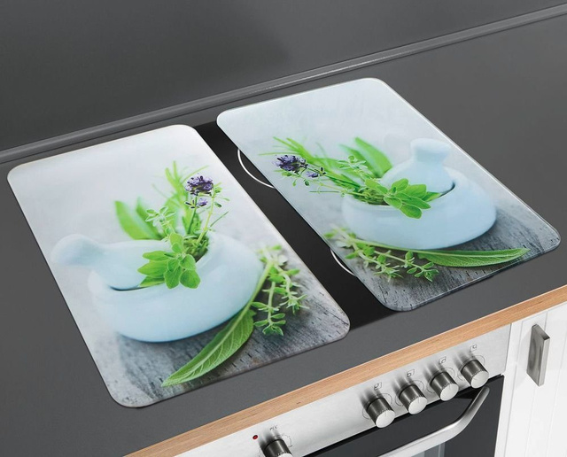 Plăci de protecție din sticlă HERB GARDEN pentru aragaz – 2 bucăți, WENKO