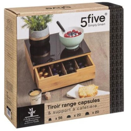 Recipient capsule cafea, 30x30x10 cm, bambus