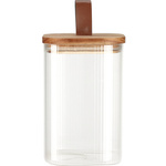 Borcan din sticla cu capac din lemn, inchidere ermetica