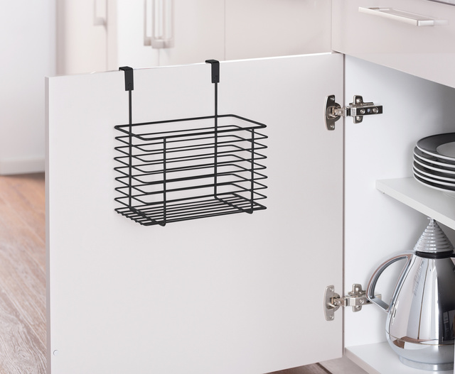 Organizer pentru chiuvetă, coș de depozitare, 15 x 24 x 24,5 cm, WENKO, negru