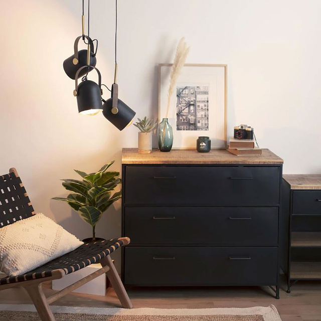 Lustra 3 surse de iluminare Trio Black